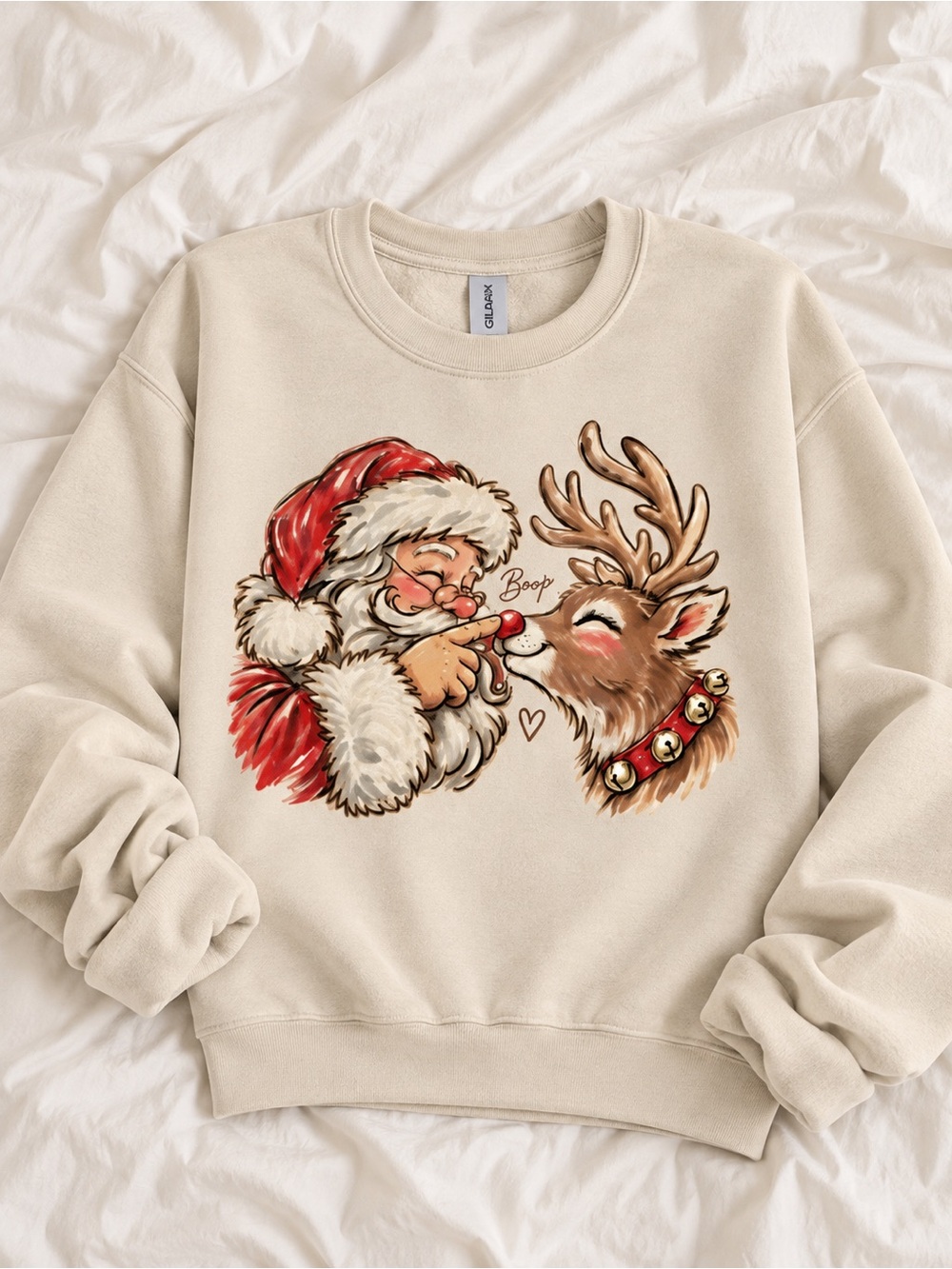 Santa And Reindeer Christmas Unisex Sweatshirt Santa Claus Crewneck